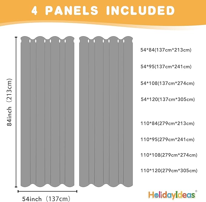 HolidayIdeas Extra Wide Outdoor Curtains for Patio Waterproof, 4 Panels - 110 x 120 Inch - Privacy & Light Filtering Curtains Cream Grommet Outside Curtains for Porch, Gazebo, Pergola, Backyard