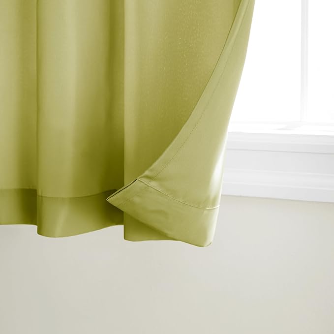 TOWN & COUNTRY BASICS Cabana Solid Heavyweight Indoor Outdoor Curtains, Light Filtering Opacity with Grommet Top, Water Repellent, 2-Pack Set, 54"x120", Kiwi Green