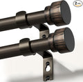 2 Pack Antique Brown Bronze Curtain Rods for Windows 72 to 144 Inches Adjustable Heavy Duty 1" Diameter Window Curtain Rod with Finials for Outdoor Farmhouse Bedroom Kitchen Living Room
