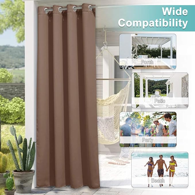 NICETOWN Privacy Room Divider Curtain for Patio, Grommet Top Thermal Insulated Blackout Extra Wide and Long Door Blind for Sunroom, Bedroom, Living Room, Tan, 1 Piece, 140" Wide by 95" Long