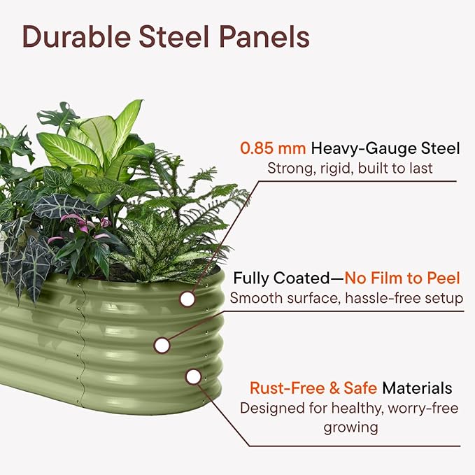 6-Pack Galvanized Raised Garden Bed 8x4x1.5 | 10x2x1.5 ft, 18" Tall Metal Planter Boxes Outdoor for Vegetable Herbs, Modular Raised Flower Bed for Gardening with Zn-Al-Mg Coated-Brooklyn Grey