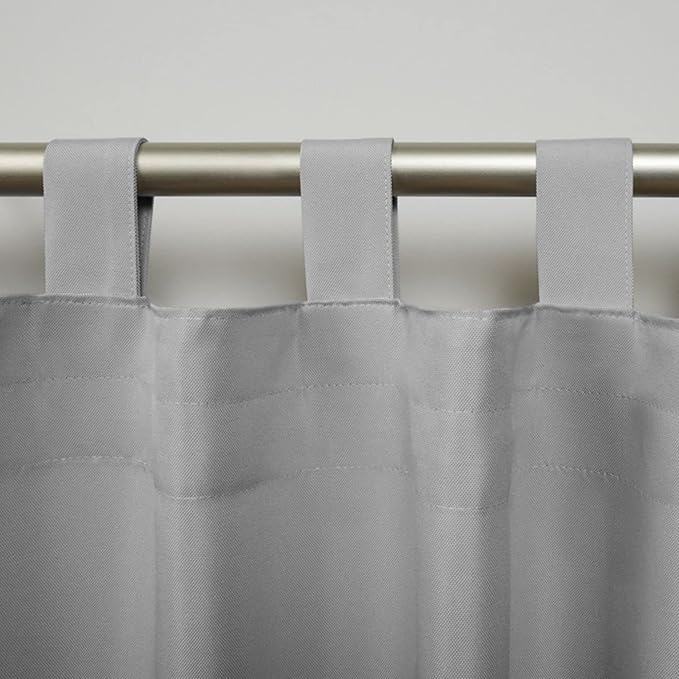 Exclusive Home Cabana Solid Indoor/Outdoor Light Filtering Hook-and-Loop Tab Top Curtain Panel Pair, 54"x132", Cloud Grey