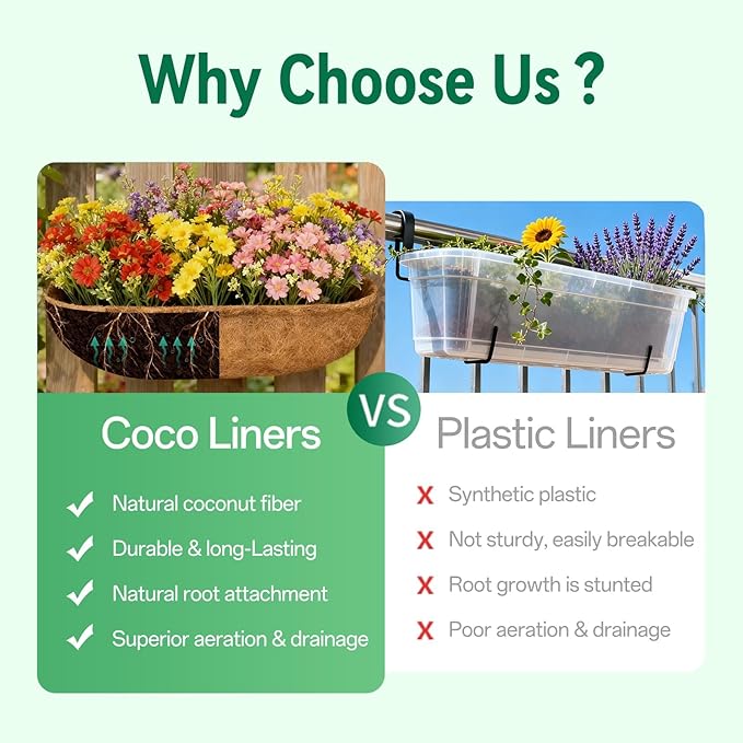 ZeeDix 36 Inch Trough Coconut Liners for Planters (4-Pack) - 100% Natural Coconut Coir Fiber Planter Liners Replacement for Window Boxes, Wall Baskets, Deck Flower Boxes, Garden Railing Fence Troughs