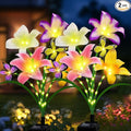 Solar Garden Lights 2 Pack with 8 Lilies Outdoor Decorative Flower Lights for Garden, Gift for Family and Friends, IP65 Waterproof Flower Solar Outdoor Stake Lights for Yard Patio Lawn Pathway