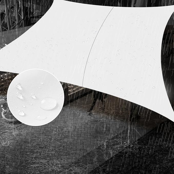 SUNNY GUARD Waterproof Sun Shade Sail 8' x 20' White Rectangle UV Block Sunshade for Backyard Yard Deck Patio Garden Outdoor Activities and Facility(Customized)