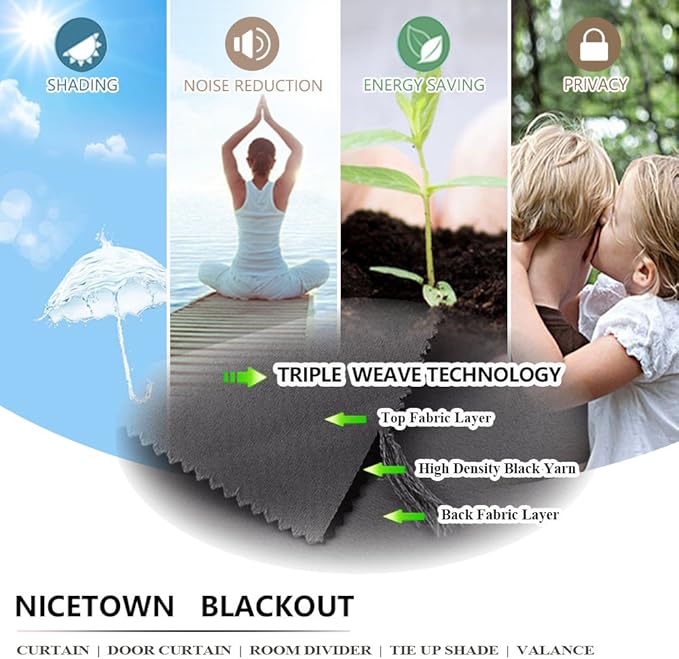 NICETOWN Heavy Weighted Outdoor Curtain Waterproof & Windproof, Thermal Insulated Sunblock with Rustproof Grommets Top and Bottom Blackout Outdoor Drape for Patio, 1 Piece, W84 x L95, Grey
