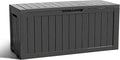ROJIK Outdoor Storage Housing Deck Box - Waterproof Patio Furniture, Garden Tools, Cushions, Pool Accessories Storage Bench with Lockable Lid and Side Handles (Black 76 Gal)