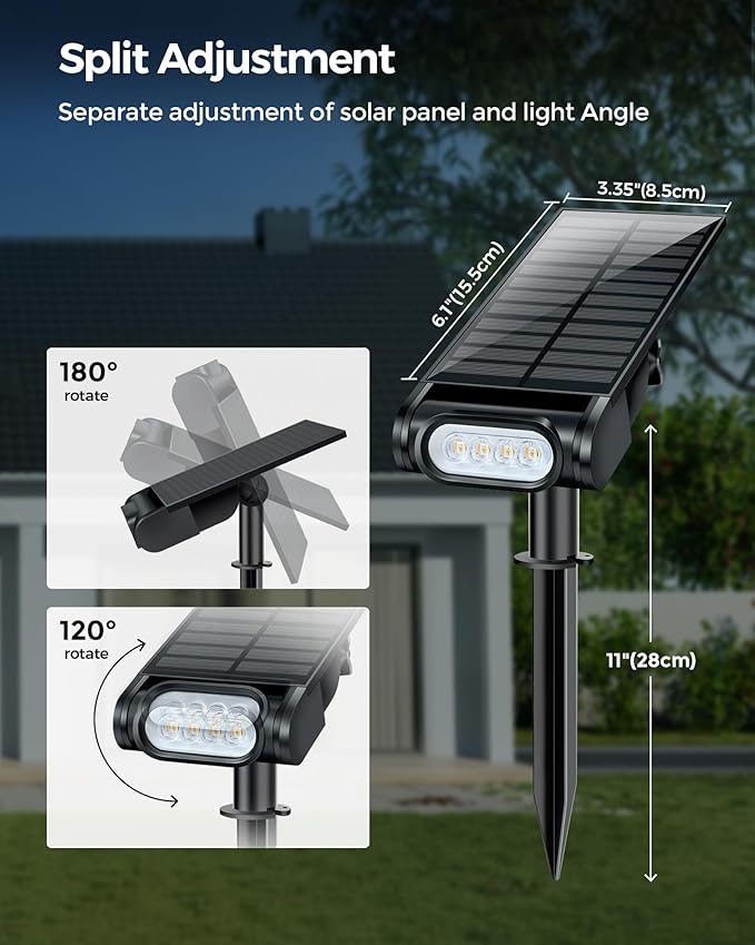 RGB Christmas Solar Spot Lights Outdoor, 12 RGB Color Modes Landscape Light Waterproof IP67 with Remote Control, 2-in-1 Color Changing RGB/Cool/Warm White for Yard Garden Garden (6 Pack)