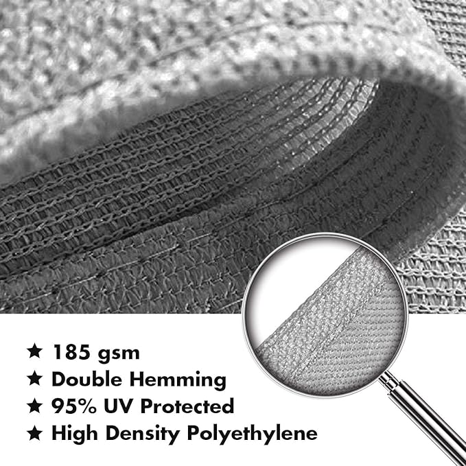 KANAGAWA Sun Shade Sail Curved 20'X26' Grey Rectangle Outdoor Shade Cover UV Blovk Canopy for Patio Garden Backyard Heavy Duty Permeable 185GSM (We Make Custom Size)