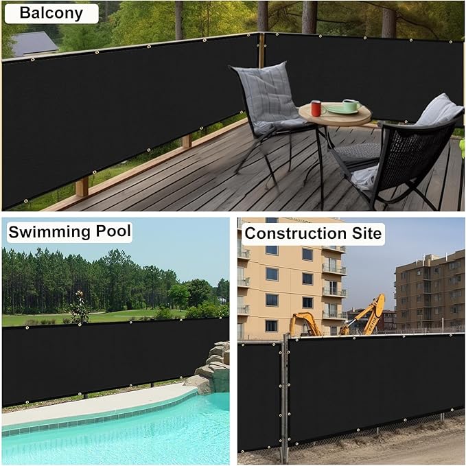 UPGRADE Privacy Fence Screen 3'x11' Black Outdoor 90% Visibility Blockage 170 GSM Mesh Shade Cover Panels for Backyard,Balcony,Home Decoration with Zip Ties,Customized Avaliable