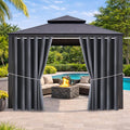 Water Proof Outside Curtains with Grommet Top for Porch, W84 x L95 Thermal Insulated Washable Light Block Outdoor Divider Drapes for Patio Gazebo Deck Pool Area Pergola Cabana (Gray, 2 Panels)