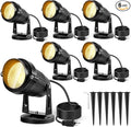 LemonBest Landscape Lights - 5W 110V Outdoor Spotlight - Waterproof IP65-3000K Warm White LED Landscape Lights - 5ft Cable for Yard Garden Patio Driveway House (Include Spike) (6 Pack)