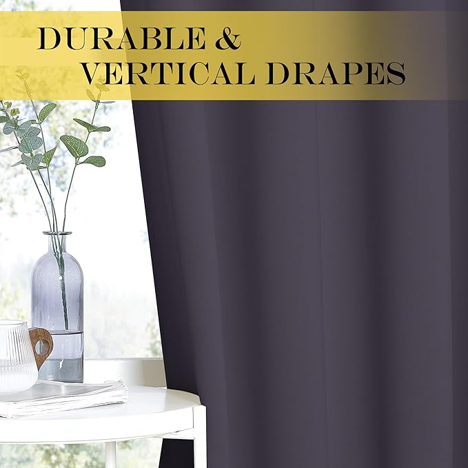 NICETOWN Blackout Room Darkening Window Curtain - Thermal Insulated Solid Grommet Blackout Patio Door Curtain/Drape for Living Room (Greyish Purple, 1 Panel, 52 by 95-inch)