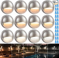 LEONLITE 12-Pack Update 5CCT LED Low Voltage Deck Lights, 180LM 3.5inch Landscape Step Railing Fence Light, 12-24V AC/DC, CRI90, Die-cast Aluminum Housing & Frosted Glass Lens, UL Cord, Satin Nickel