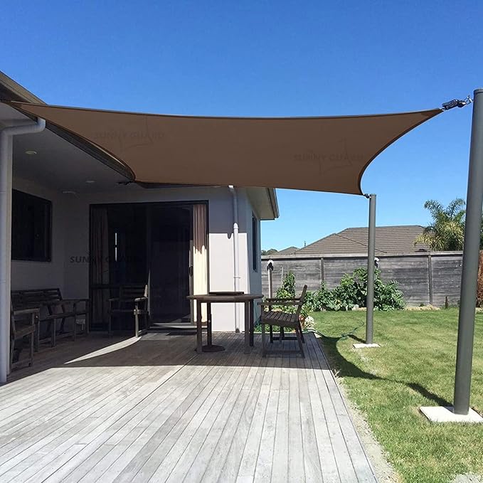 SUNNY GUARD Sun Shade Sail 20' x 23' Rectangle Brown UV Block Sunshade for Backyard Yard Deck Patio Garden Outdoor Activities and Facility(We Make Custom Size)