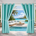 DIVA EN CAMINO DEC Outdoor Patio Curtain Waterproof Darkening Thermal Insulated Indoor Curtains for Bedroom, Porch, Living Room, Pergola, Cabana, W52 x L95, Teal Blue, Set of 2 Panels