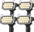 WdtPro Solar Spot Lights Outdoor Waterproof, Bright Solar Lights Outdoor with 16 Extra-Large LEDs, 3 Modes Landscape Spotlights, 2-in-1 Solar Powered Light for Yard Flag Garden, 4 Pack, Warm White