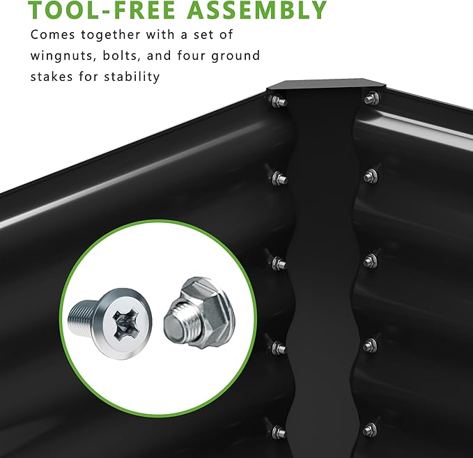 2PCS 8x2x1FT Galvanized Raised Garden Bed,Planter Raised Beds-Metal Garden Box,Large Plant for Outdoor Planting, Vegetables Bed，Flower,herb-Black