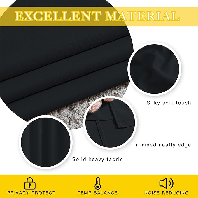 NICETOWN Black Out 144 inch Curtain for Sliding Glass Door, Grommet Thermal Insulated Sound Reducing Window Treatment Wide Draperies for Bedroom/Living Room, W80 x L144, 1 Panel