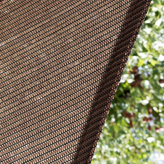 Amgo Custom Size 5' x 5' x 5' Brown Triangle Sun Shade Sail Order to Make Canopy Awning UPF50+ AGSLT, 95% UV Blockage, Water & Air Permeable, 200GSM Commercial Standard (We Customize)