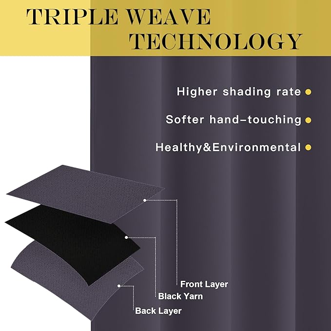 NICETOWN Blackout Curtains for Living Room Bedroom - Sliding Patio Door Insulated Blackout Drapes, Extra Wide Curtain for Villa/Hall/Parlor (100 inches W x 84 inches L, Greyish Purple)