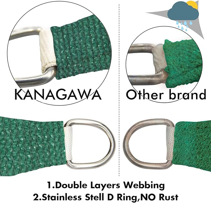 KANAGAWA 16'X18' Dark Green Custom Size Sun Shade Sail Rectangle UV Block Canopy Cover for Patio Backyard Lawn Garden Outdoor (Customized Available)