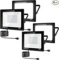 4Pack LED Flood Light Outdoor,50W LED Work Light 5500lm with 6FT US Plug,IP66 Waterproof Exterior Security Lights,6000K Daylight White Outside Floodlights Slim Design for Playground Yard