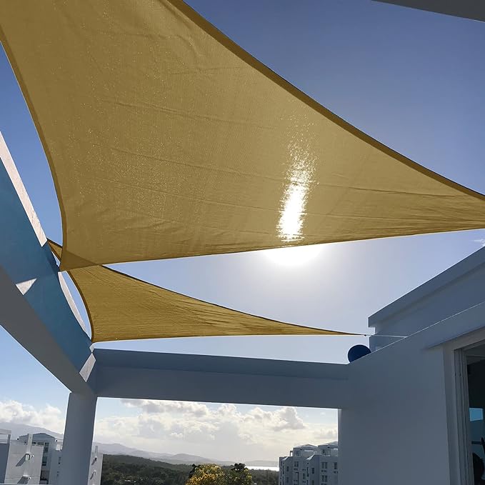 SUNNY GUARD Custom Size 17'x17'x17' Sand Sun Shade Sail Triangle UV Block Shade for Backyard Yard Patio Deck Garden(Customized)