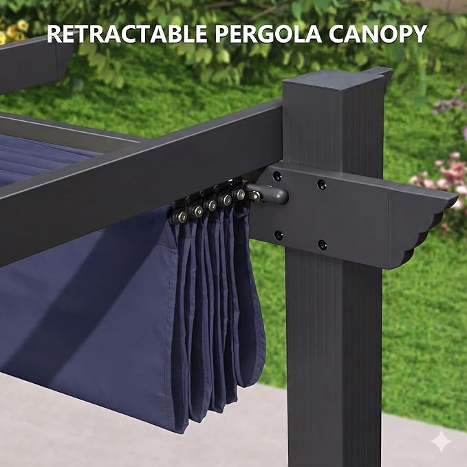Pergola Shade Cover Replacement Canopy Top Compatible with 10 X 13 ft 6-Bar Pergola Frames - Navy Blue (Canopy Size 116" W x 135" L, Canopy Top Only)
