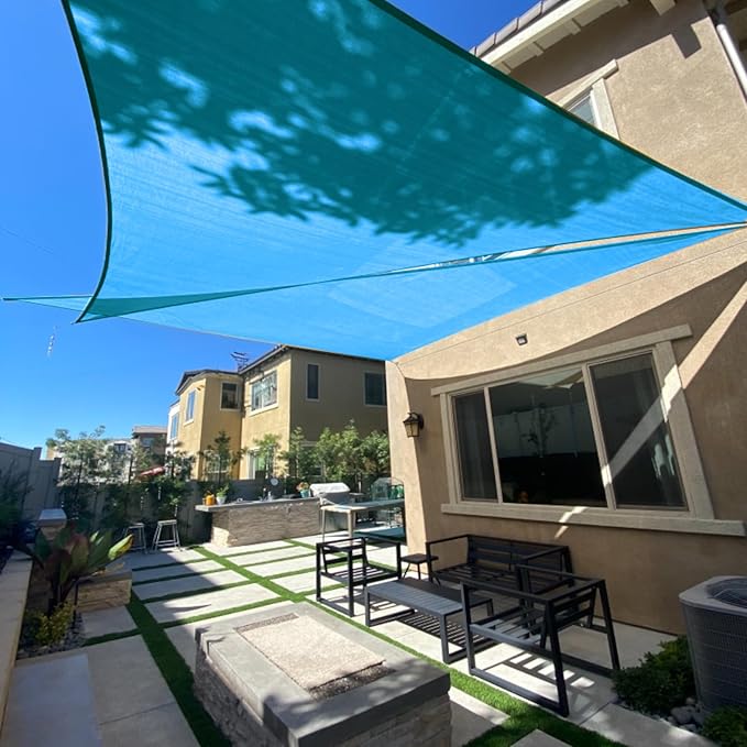 SUNLAX Sun Shade Sail 10' x 20' x 22.4' Turquoise Blue Rectangle Canopy Sail Shade Cover UV Block Permeable Sunshade Outdoor for Patio Backyard Deck Pergola (We Make Custom Size)