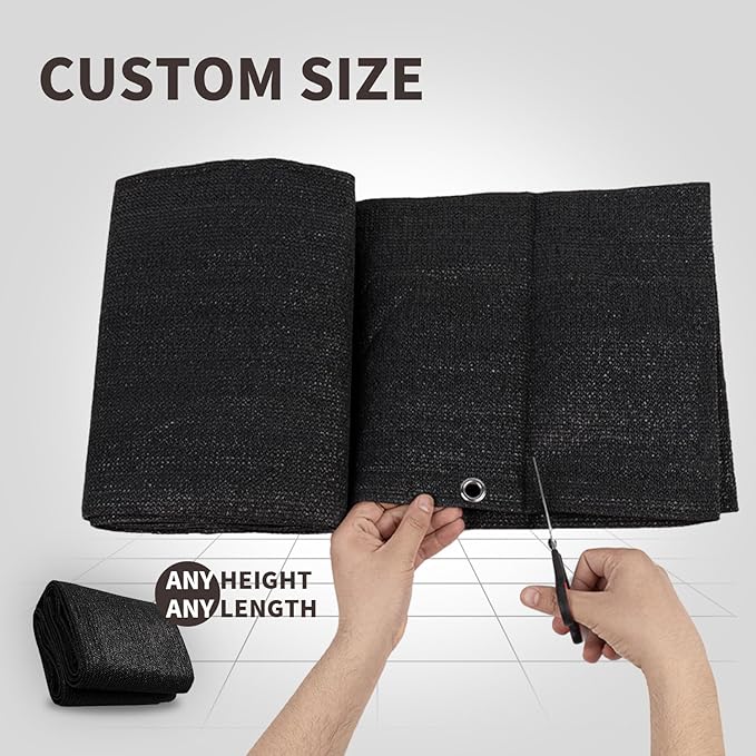 LOVE STORY Custom Size 2'6''x19' Black Balcony Privacy Screen,UV Block Privacy Fence Screen,90% Shield for Outdoor Pool Garden Apartment Railing