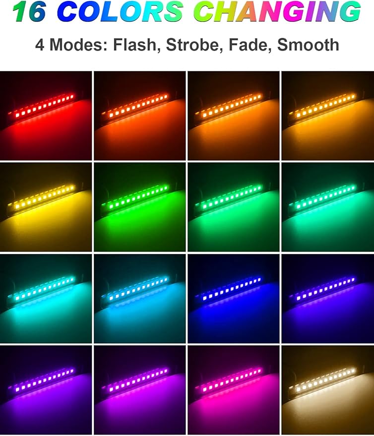 5W RGB Retaining Wall Lights 7 inch LED Hardscape Lighting Color Changing Low Voltage Landscape Paver Lights 12V 24V Step Lights Outdoor IP66 Waterproof Stair Lighting (2 Pack+Connectors)