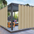 PureFit Outdoor Curtains for Patio Waterproof Weatherproof, UV and Fade Resistant Outside Curtains for Gazebo, Front Porch, Pergola, Sun Blocking Privacy Curtain, 100W x 95L inch, 1 Panel, Beige