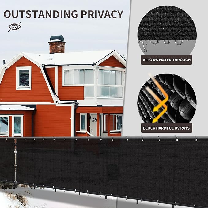LOVE STORY Custom Size 2'6''x35' Black Balcony Privacy Screen,UV Block Privacy Fence Screen,90% Shield for Outdoor Pool Garden Apartment Railing