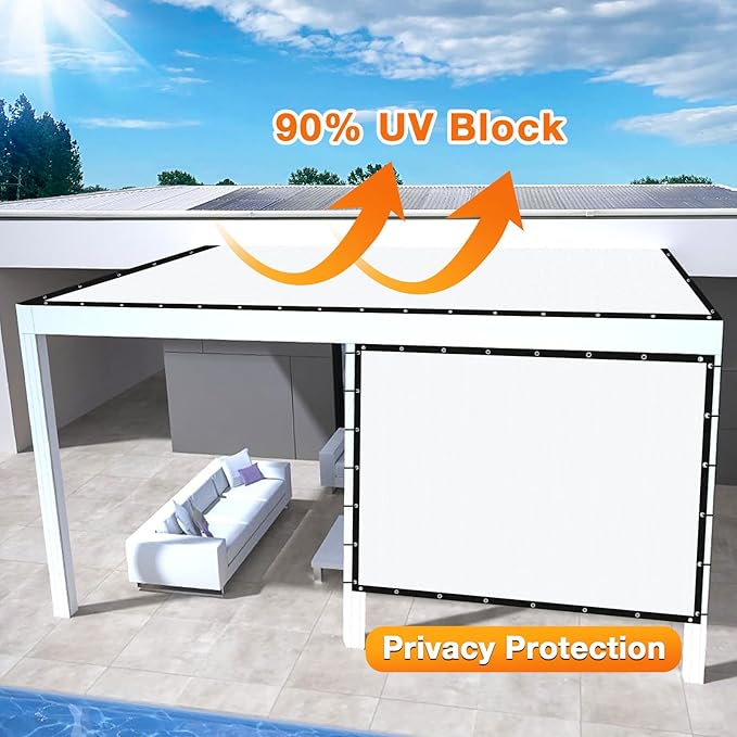 Artpuch Outdoor Pergola Shade Cover 9' X 24' Sun Shade Cloth with Grommets, 90% UV Protection Canopy Patio Privacy Screen (Customized Available) GN107, White