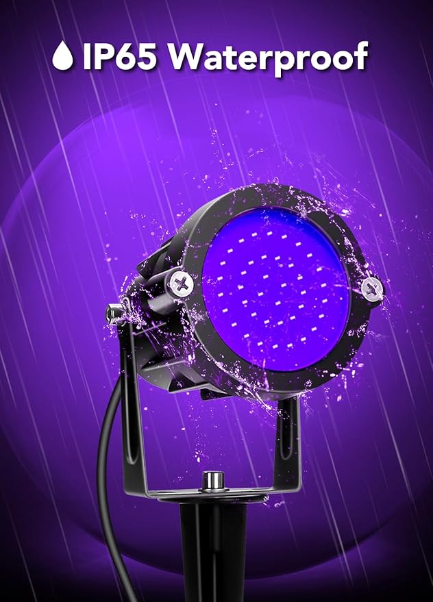 Elenora Halloween Spotlights Outdoor, 15W LED Black Light/Blacklight for Glow Party Body Paint Fluorescent Poster, 110V Plug-in Spot Light IP65 Waterproof Landscape Lighting for Yard Garden, 1 Pack