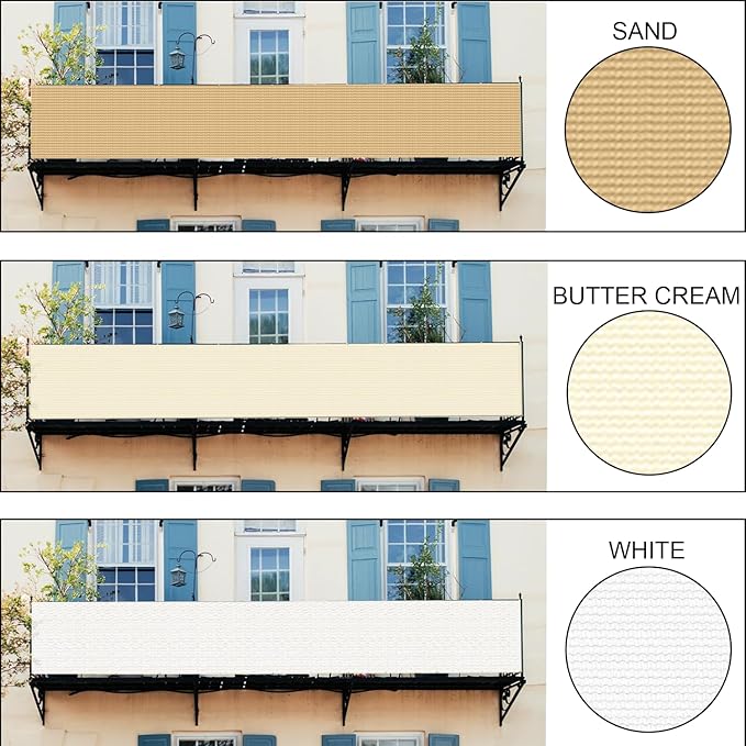 LOVE STORY Custom Size 3'x4' Butter Cream Balcony Privacy Screen,UV Block Privacy Fence Screen,90% Shield for Outdoor Pool Garden Apartment Railing