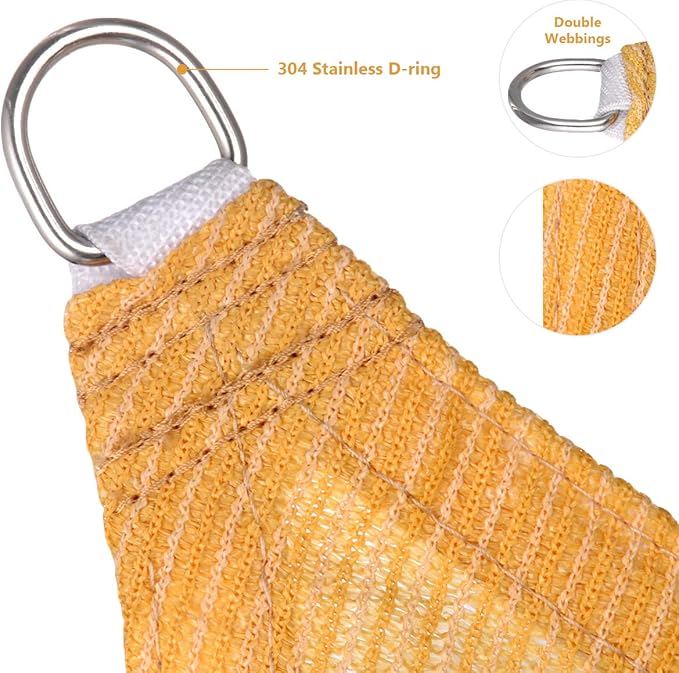Eden's Decor Straight Flat-Edged Sun Shade Sail Rectangular 18' x 19' Wheat UV-Blocking Outdoor Canopy Fabric Cloth Awning for Pergola Patio Garden Backyard Custom Size