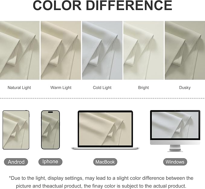 RYB HOME Outdoor Curtains for Patio Waterproof Block Sunlight Thermal Insulated Privacy Assured Thick Outside Curtains for Pergola, Deck, Gazebo, W52" x L108", Beige, 1 Panel