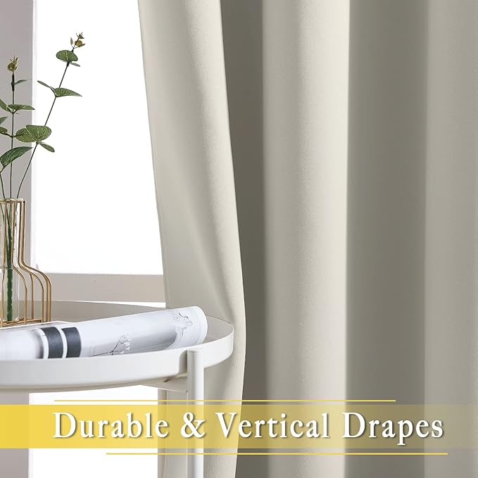 NICETOWN Blackout Patio Curtains 100 x 144 Inches Long for Sliding Door Extral Wide Blackout Curtain Panels Thermal Insulated Room Divider - Grommet Top, 100" W x 144" L, 1 Panel, Natural