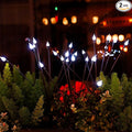 2 Pack Each 8 LEDs Solar Garden Lights Waterproof Outdoor Landscape Path Firefly Lights Single Spike Bulb Swaying Light Cold White