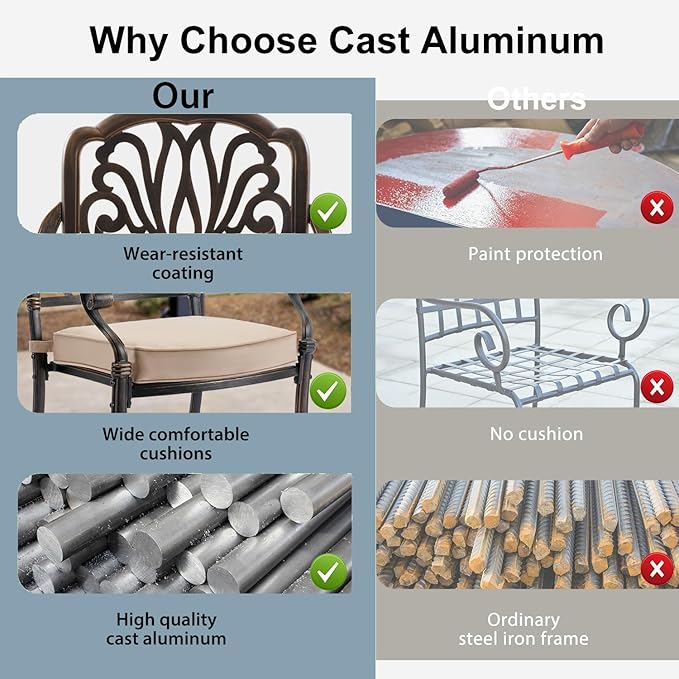 9-Piece Cast Aluminum Patio Furniture, Outdoor Dining Sets for 8 Include 87" Oval Patio Dining Table and 8 Stackable Chairs with Cushions & Umbrella Hole (Bronze)