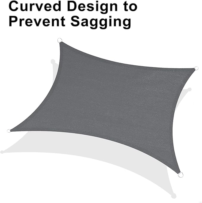 LOVE STORY Custom Size 15'x15' Dark Grey Sun Shade Sail Rectangle UV Block Canopy Patio Sail Sunshades Fabric for Outdoor Garden Carport (We Make Custom Size)