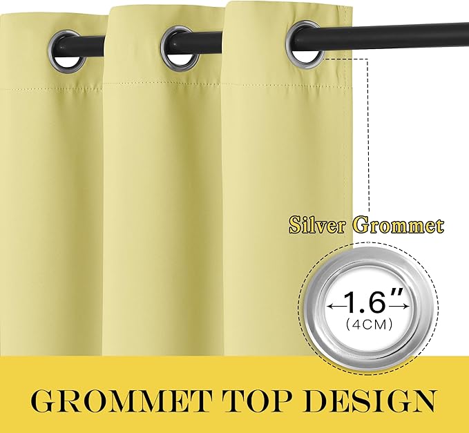 NICETOWN Blackout Sliding Door Curtains 84 Inch Length, Extra Wide Room Divider Grommet Energy Saving Thermal Insulated Curtain for Patio Door Window(W80 x L84, 1 Panel, Paler Yellow)