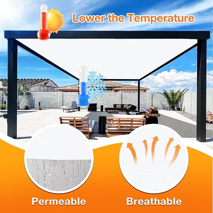 Artpuch Outdoor Pergola Shade Cover 7' X 20' Sun Shade Cloth with Grommets, 90% UV Protection Canopy Patio Privacy Screen (Customized Available) GN107, White