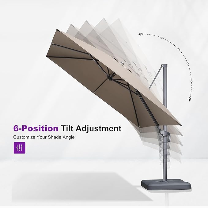 PURPLE LEAF Patio Umbrella 9' X 11.5' Rectangle Cantilever Umbrella Large Aluminum Outdoor Umbrellas with 360-degree Rotation & UPF40+ Premium Fabric for Deck Pool Garden Yard, Sand Dune