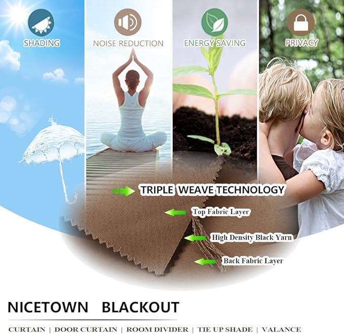 NICETOWN Curtain for Bedroom Blackout, Grommet Room Darkning Thermal Insulated Keep Warm in Winter & Cool in Summer Outdoor/Indoor Drape for Living Room/Yard, Tan, 1 Panel, W84 by L108