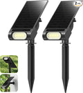 EZVALO Solar Spot Lights Outdoor IP67 Waterproof, Adjustable Solar Landscape Lights, 3 Lighting Modes Solar Spotlights for Outside Yard Garden Plant Trees Pathway Flag (Warm White-2Pack)