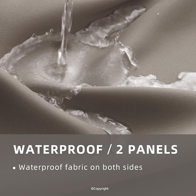 DIVA EN CAMINO DEC Outdoor Indoor Curtains W52 x L108 for Patio - Weather-Resistant Window Panels Privacy Protect Grommet Top Thermal Insulated Home Curtain for Porch Pergola Garden (Taupe, 2 Panels)