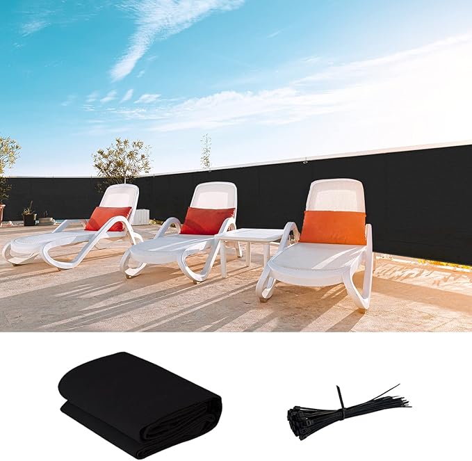 LOVE STORY Custom Size 3'x20' Black Balcony Privacy Screen,UV Block Privacy Fence Screen,90% Shield for Outdoor Pool Garden Apartment Railing